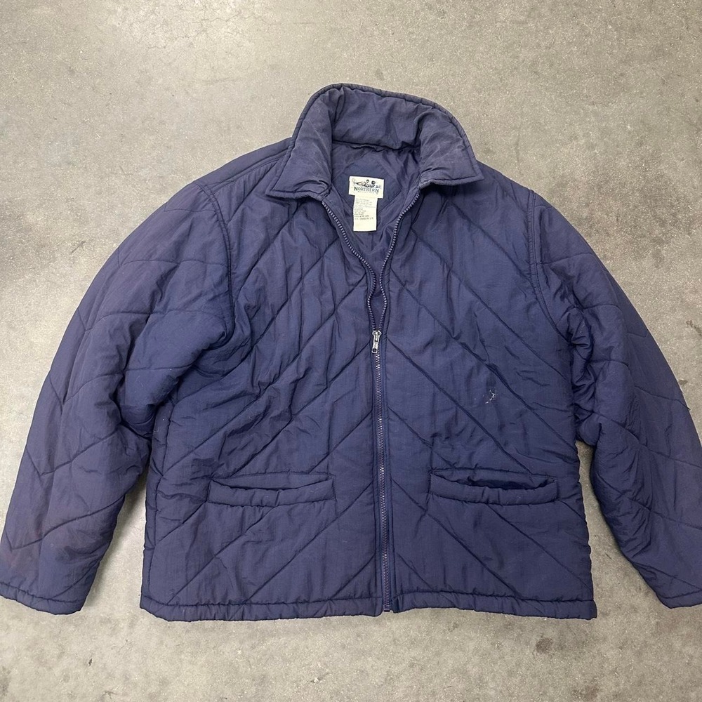 Northern Reflections Navy blue quilted puffer herringbone jacket Size Large